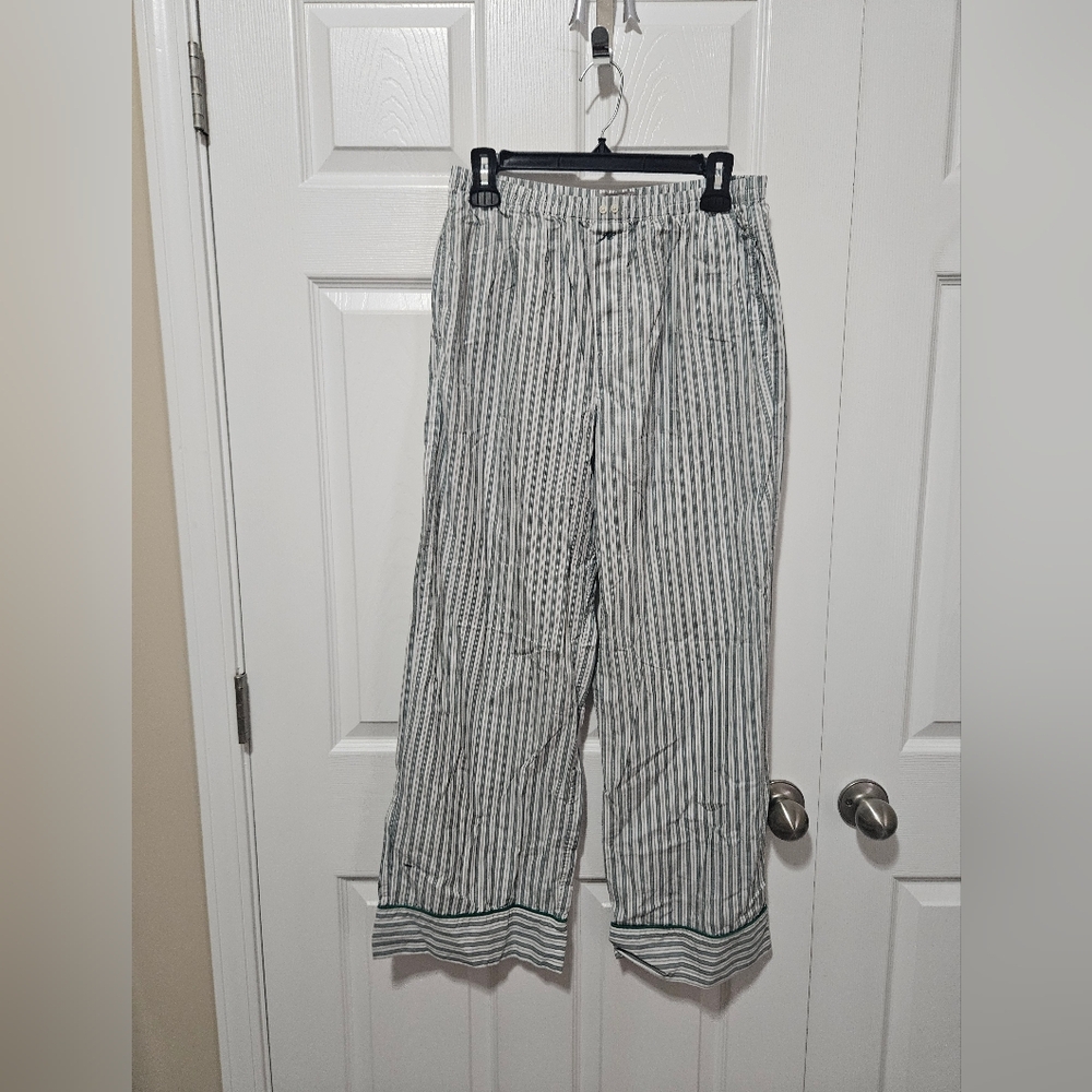 J. Crew 100% Cotton Green Striped Pajamas S - Picture 4 of 7